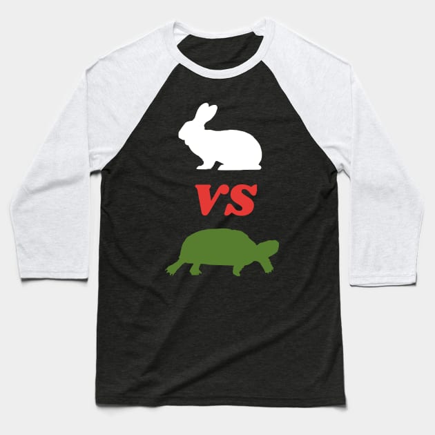 Rabbit VS Turtle Design Baseball T-Shirt by Jled